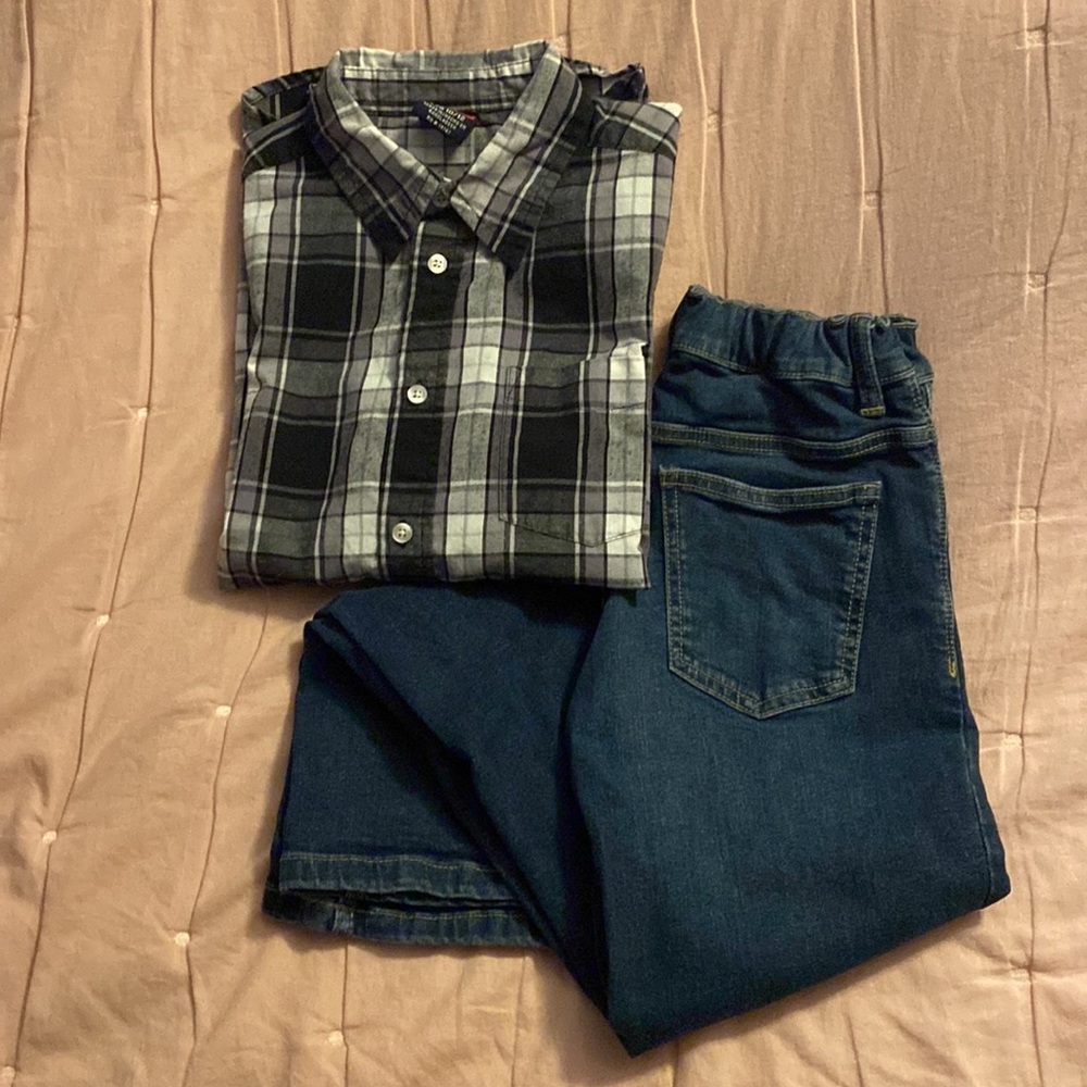 3/$30 Boys outfit Wrangler long sleeve and bootcut jeans